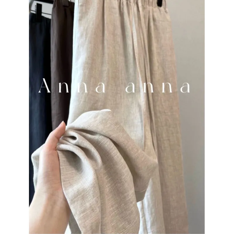 Women's Wide Leg Linen Pants - Tencel Ramie Blend - Summer Casual Trousers - Loose Fit, Comfortable, Stylish - Popular Wutong Style thumbnail 3