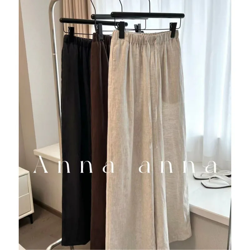 Women's Wide Leg Linen Pants - Tencel Ramie Blend - Summer Casual Trousers - Loose Fit, Comfortable, Stylish - Popular Wutong Style thumbnail 4