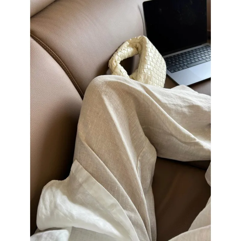 Women's Wide Leg Linen Pants - Tencel Ramie Blend - Summer Casual Trousers - Loose Fit, Comfortable, Stylish - Popular Wutong Style thumbnail 5
