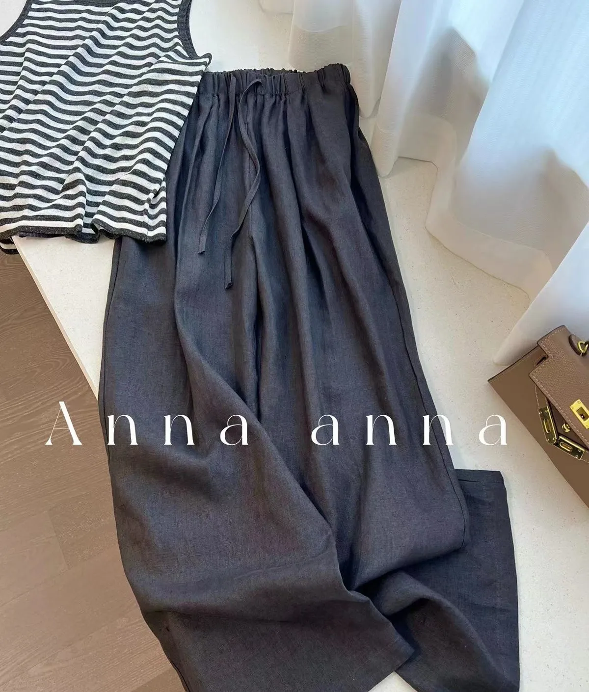 Women's Wide Leg Linen Pants - Tencel Ramie Blend - Summer Casual Trousers - Loose Fit, Comfortable, Stylish - Popular Wutong Style showcase 11