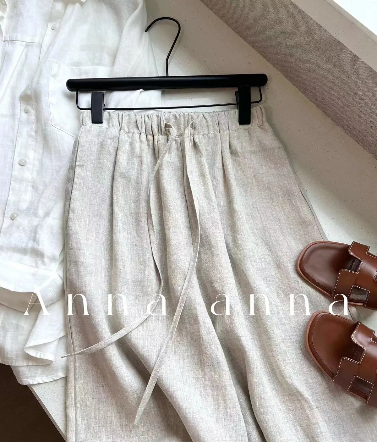 Women's Wide Leg Linen Pants - Tencel Ramie Blend - Summer Casual Trousers - Loose Fit, Comfortable, Stylish - Popular Wutong Style showcase 19