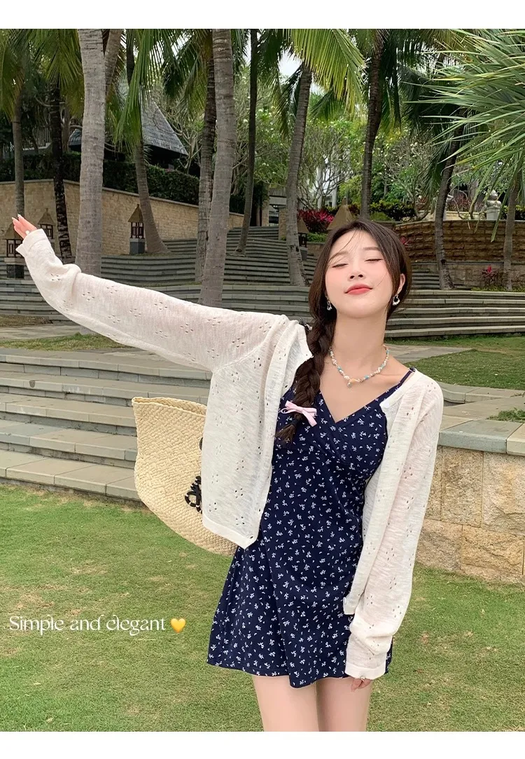 Women's Summer Crochet Knit Cardigan - Thin Sun Protection Air Conditioning Shirt, Versatile Loose Fit Outer Top for Chic Slimming Look showcase 15