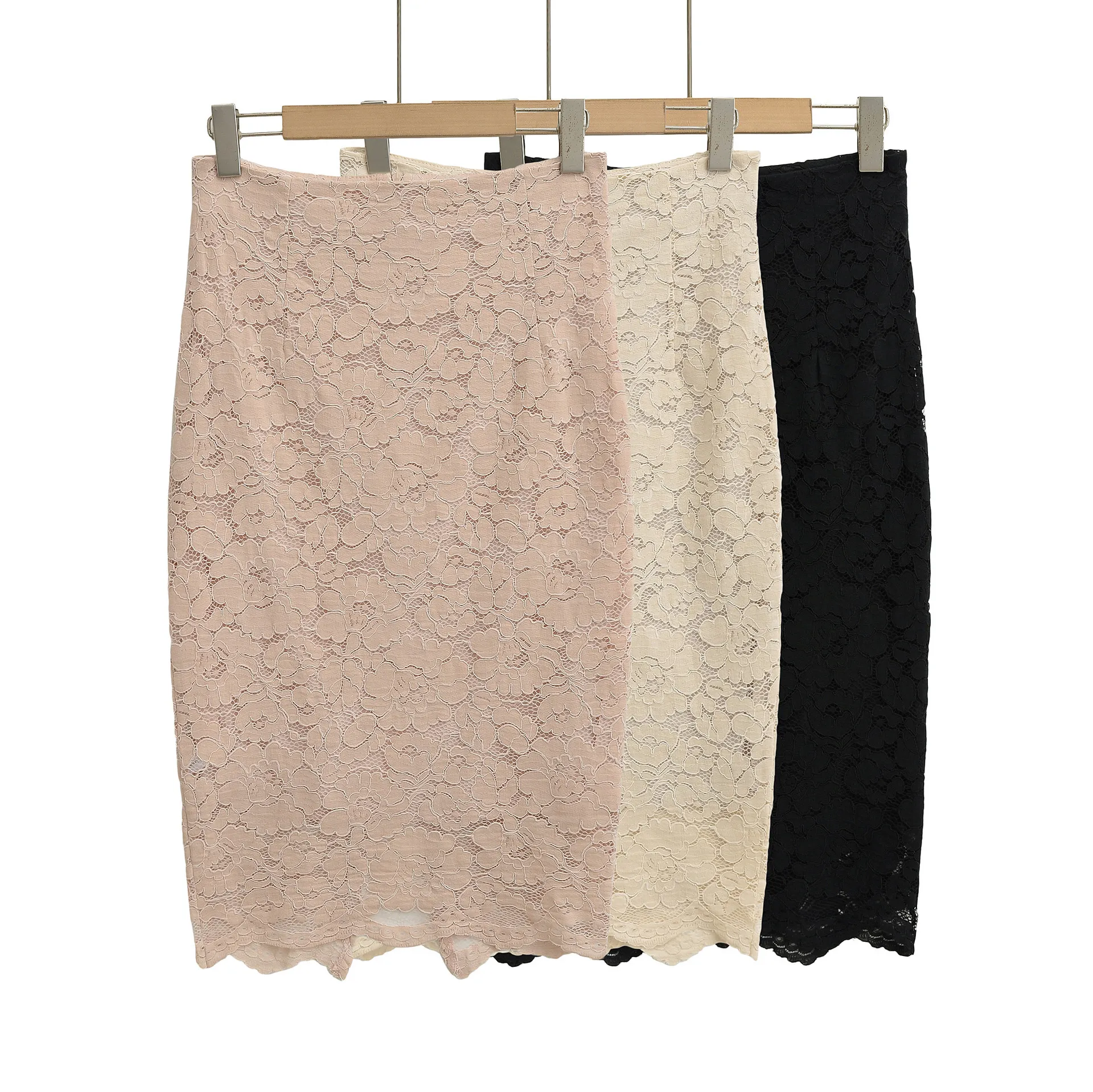 Women's Lace Skirt High-Waisted A-Line Embroidered Midi Skirt | Elegant Slimming Fit for Spring & Fall Fashion 2025 | Korean Style Fairy Sweet Skirt thumbnail 1