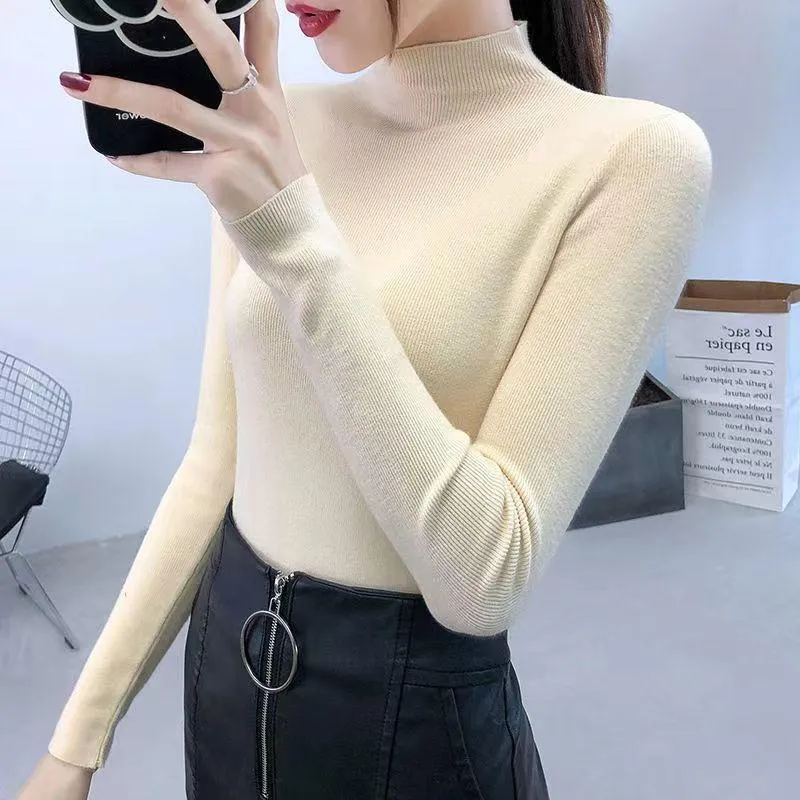 Women's Turtleneck Sweater Slim Fit Long Sleeve Pullover Top - Stylish Autumn Winter Knitwear - Versatile Base Layer for Casual or Dressy Outfits thumbnail 10