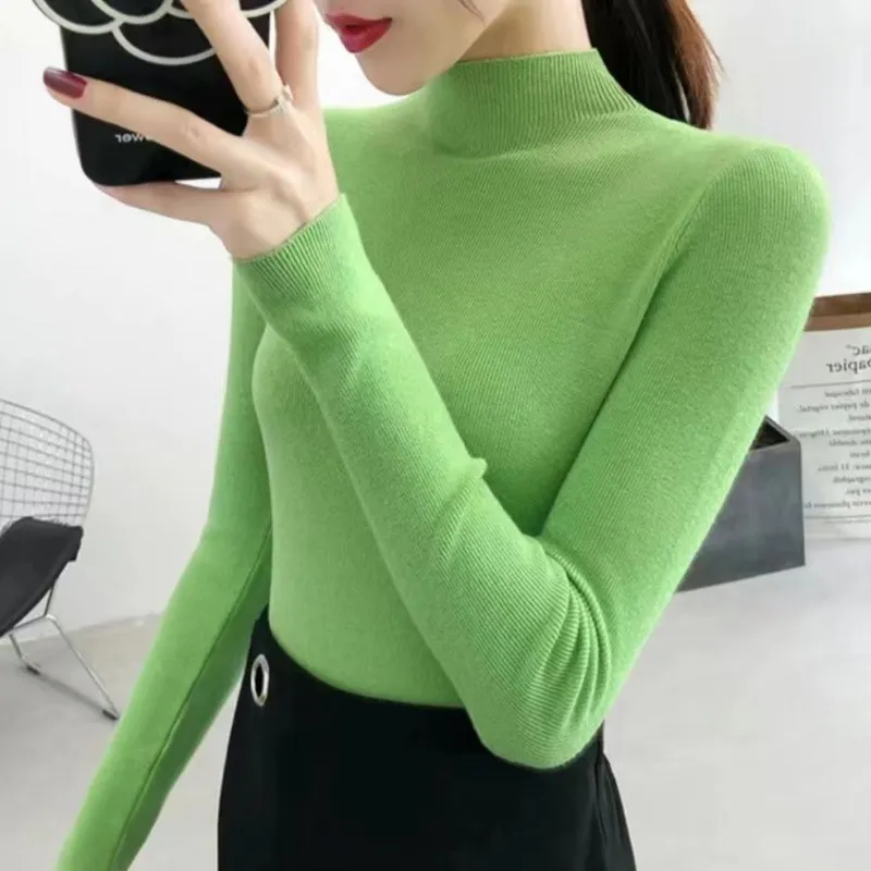 Women's Turtleneck Sweater Slim Fit Long Sleeve Pullover Top - Stylish Autumn Winter Knitwear - Versatile Base Layer for Casual or Dressy Outfits thumbnail 9
