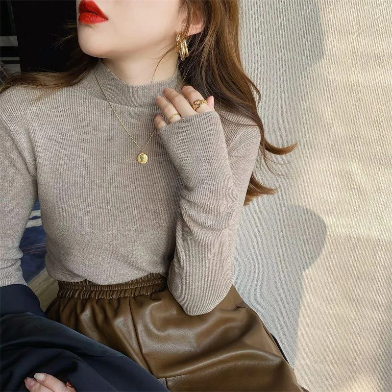 Women's Turtleneck Sweater Slim Fit Long Sleeve Pullover Top - Stylish Autumn Winter Knitwear - Versatile Base Layer for Casual or Dressy Outfits thumbnail 5