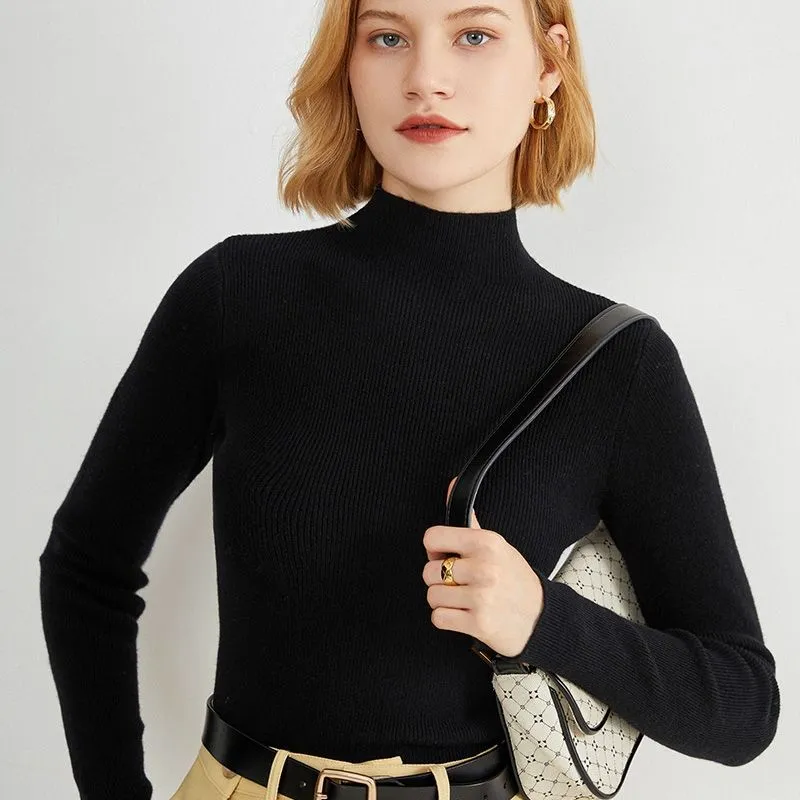 Women's Turtleneck Sweater Slim Fit Long Sleeve Pullover Top - Stylish Autumn Winter Knitwear - Versatile Base Layer for Casual or Dressy Outfits showcase 2