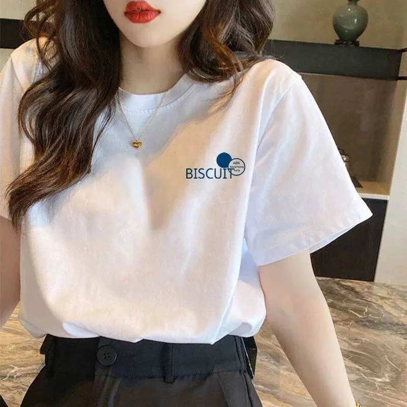 Women's Plus Size Cotton T-Shirt - Loose Fit Short Sleeve Tee for Summer - Casual White Top, Trendy Basic Bottoming Shirt showcase 16