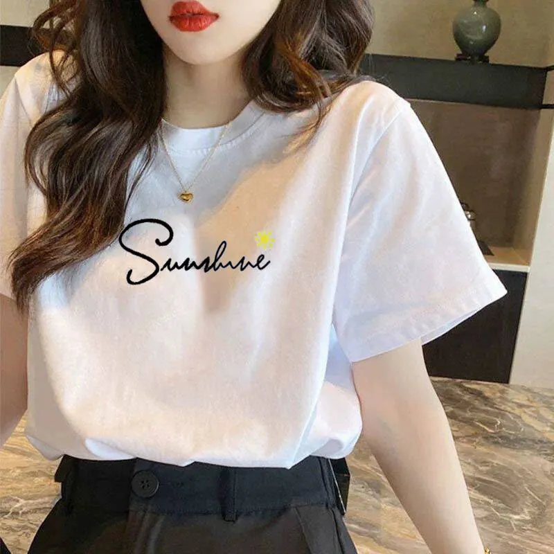 Women's Plus Size Cotton T-Shirt - Loose Fit Short Sleeve Tee for Summer - Casual White Top, Trendy Basic Bottoming Shirt showcase 4