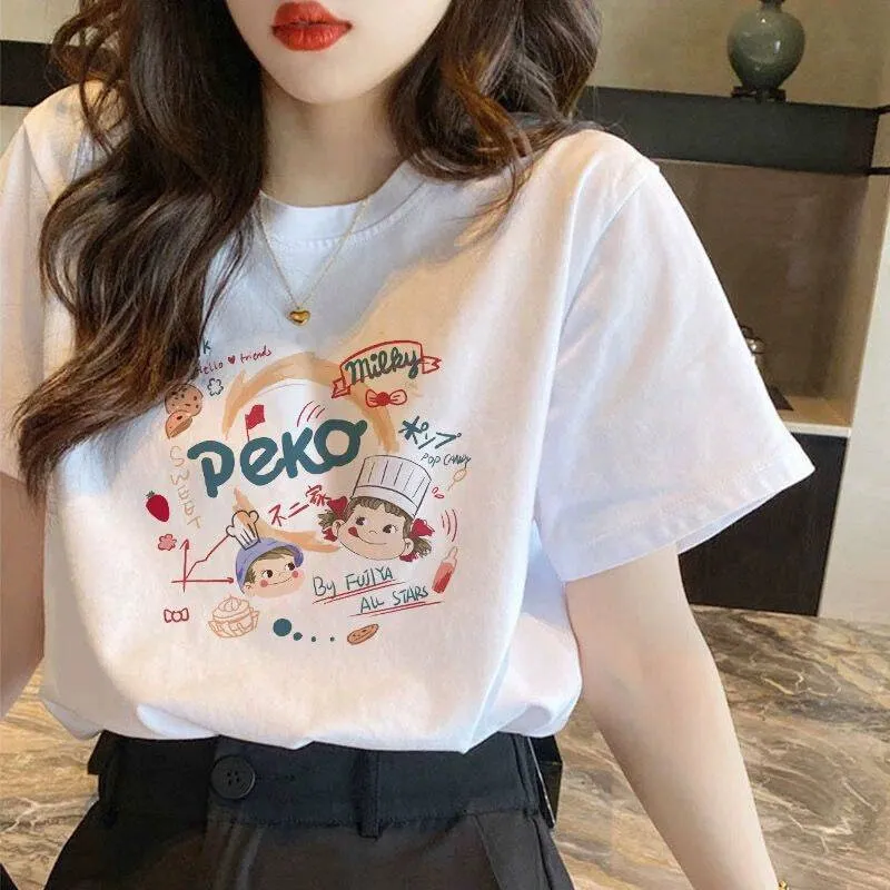 Women's Plus Size Cotton T-Shirt - Loose Fit Short Sleeve Tee for Summer - Casual White Top, Trendy Basic Bottoming Shirt showcase 12