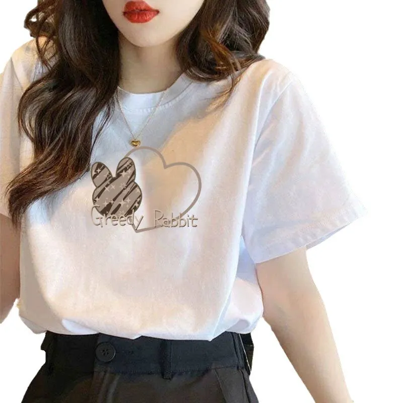 Women's Plus Size Cotton T-Shirt - Loose Fit Short Sleeve Tee for Summer - Casual White Top, Trendy Basic Bottoming Shirt thumbnail 5