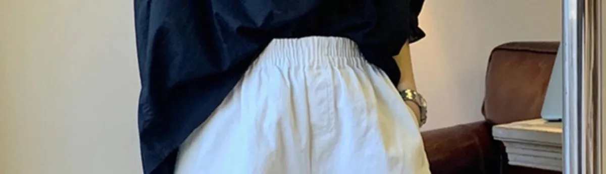 Women's White Shorts - High Waisted, Wide Leg, Loose Fit, A-Line - Summer Casual Hot Pants - Trendy Instagram Style - Versatile & Slimming showcase 2