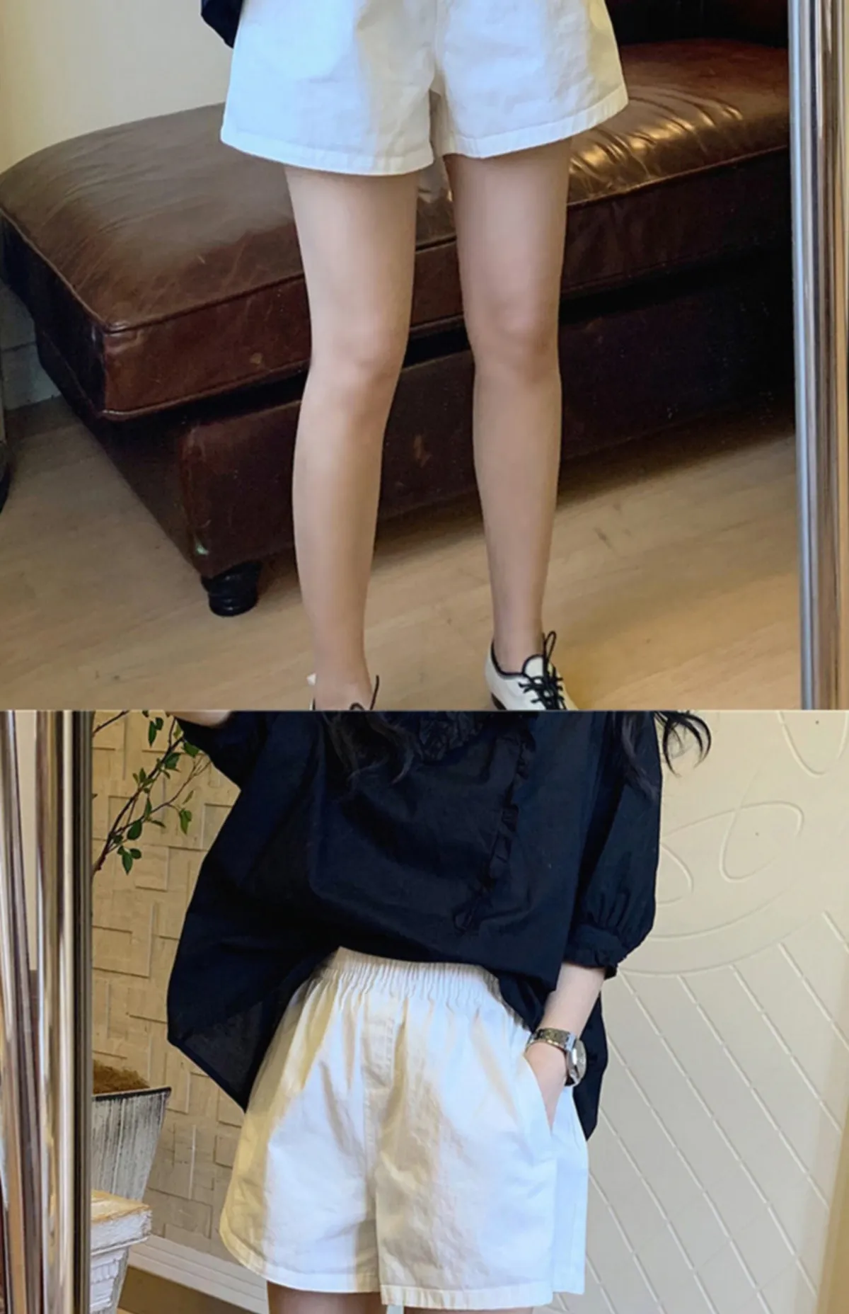 Women's White Shorts - High Waisted, Wide Leg, Loose Fit, A-Line - Summer Casual Hot Pants - Trendy Instagram Style - Versatile & Slimming showcase 3
