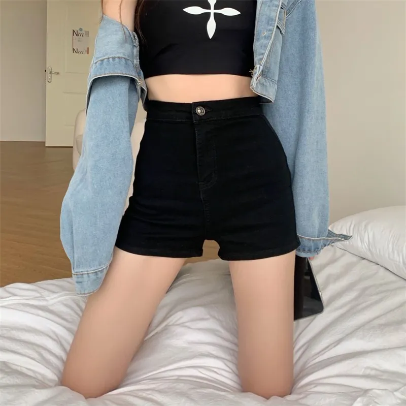 High Waisted Black Denim Shorts for Women - Slim Fit, Hong Kong Style, Sexy Hot Pants, Tight Super Shorts, Summer Fashion thumbnail 3