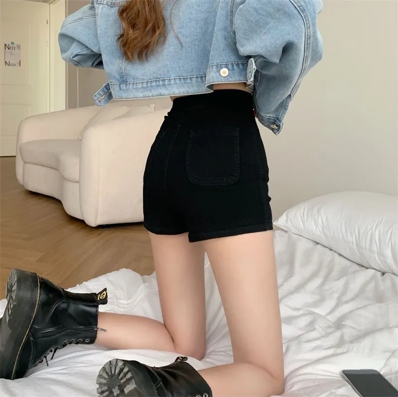 High Waisted Black Denim Shorts for Women - Slim Fit, Hong Kong Style, Sexy Hot Pants, Tight Super Shorts, Summer Fashion thumbnail 2