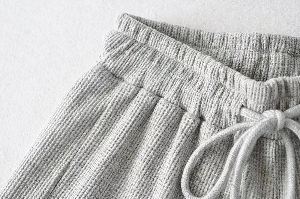 Women's Casual Lace Waffle Shorts - Trendy Summer Elastic Waist Tie Ruffle Sports Hot Pants - Versatile Loungewear & Activewear showcase 19