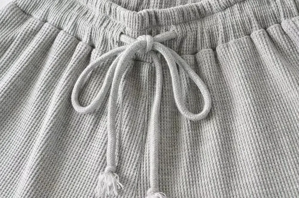 Women's Casual Lace Waffle Shorts - Trendy Summer Elastic Waist Tie Ruffle Sports Hot Pants - Versatile Loungewear & Activewear showcase 18