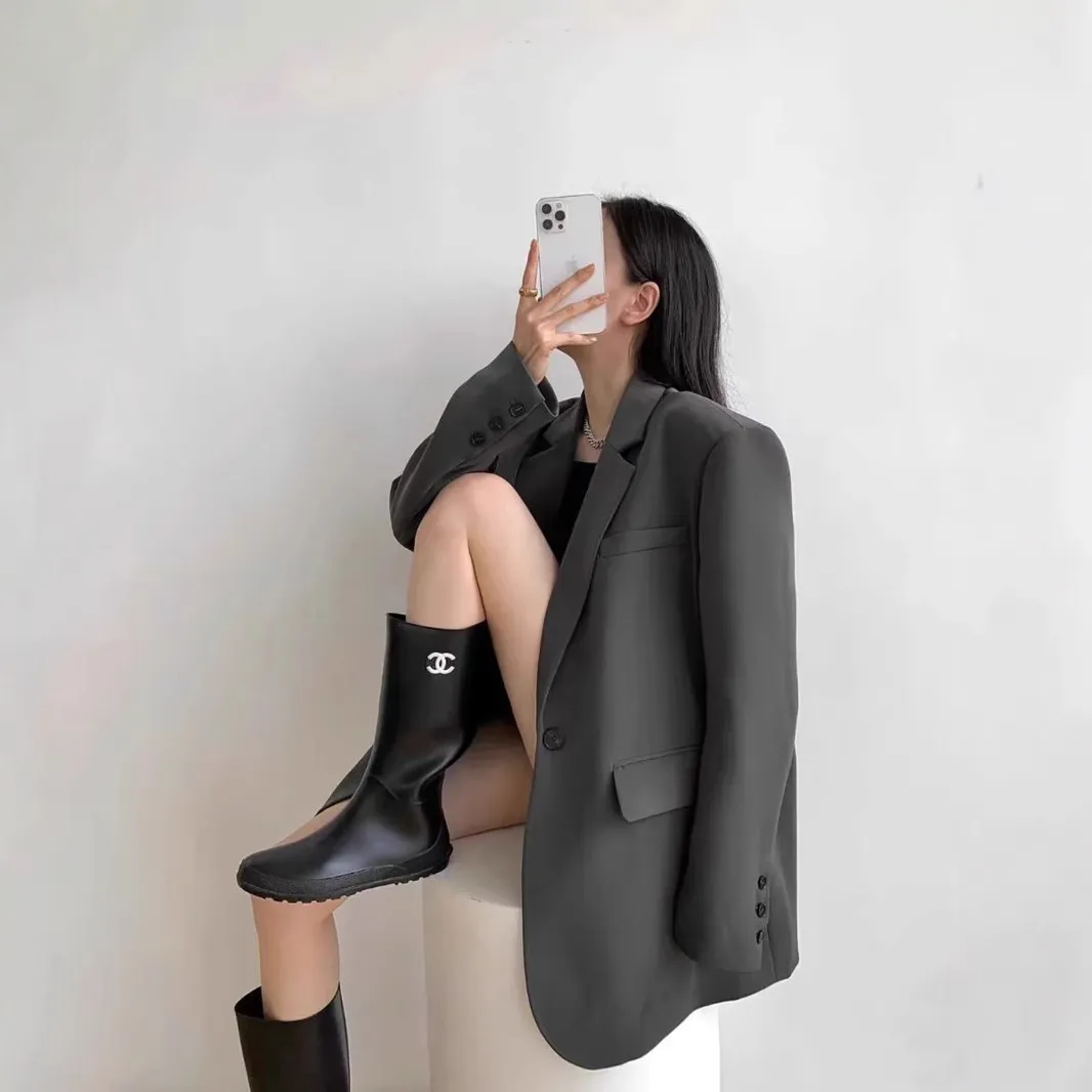 Women's Black Blazer Suit Set - Korean Style Casual Commuting Jacket & Pants - Elegant Spring/Autumn Fashion Outfit thumbnail 1