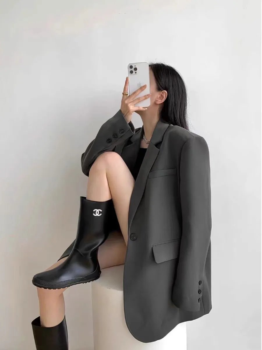 Women's Black Blazer Suit Set - Korean Style Casual Commuting Jacket & Pants - Elegant Spring/Autumn Fashion Outfit thumbnail 7