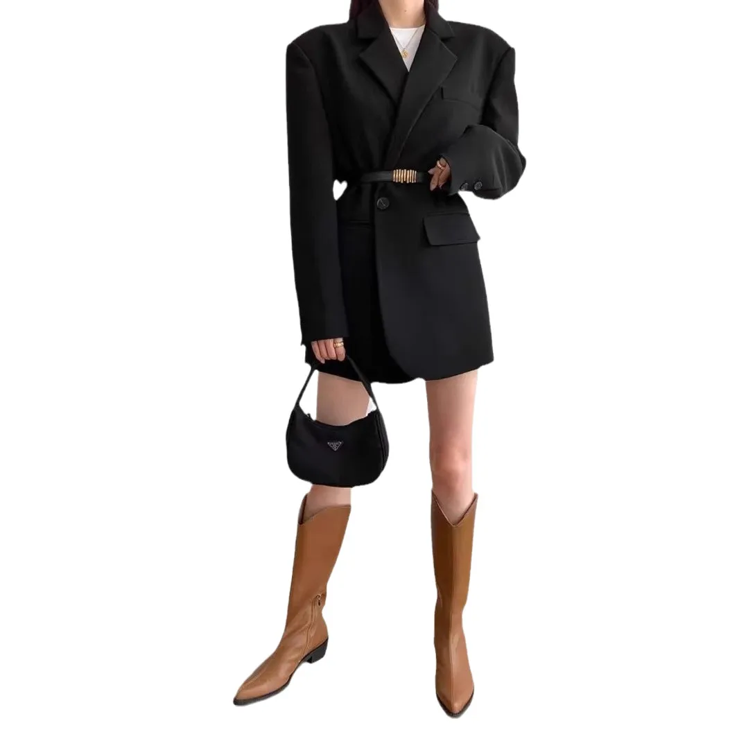 Women's Black Blazer Suit Set - Korean Style Casual Commuting Jacket & Pants - Elegant Spring/Autumn Fashion Outfit thumbnail 5