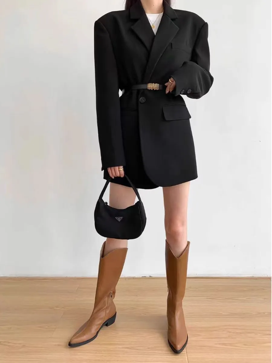 Women's Black Blazer Suit Set - Korean Style Casual Commuting Jacket & Pants - Elegant Spring/Autumn Fashion Outfit showcase 5