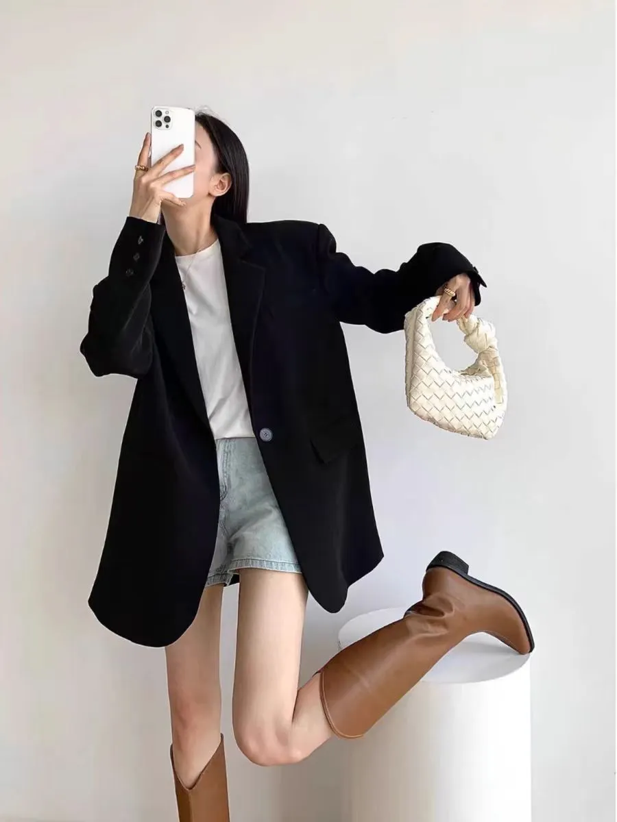 Women's Black Blazer Suit Set - Korean Style Casual Commuting Jacket & Pants - Elegant Spring/Autumn Fashion Outfit showcase 7
