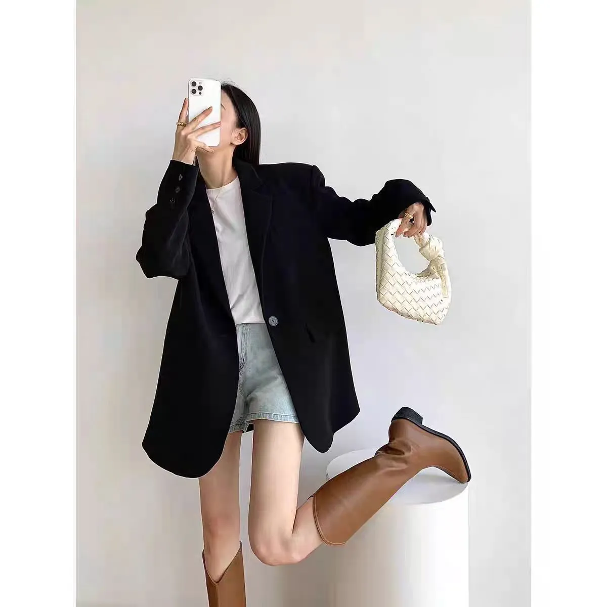 Women's Black Blazer Suit Set - Korean Style Casual Commuting Jacket & Pants - Elegant Spring/Autumn Fashion Outfit showcase 8