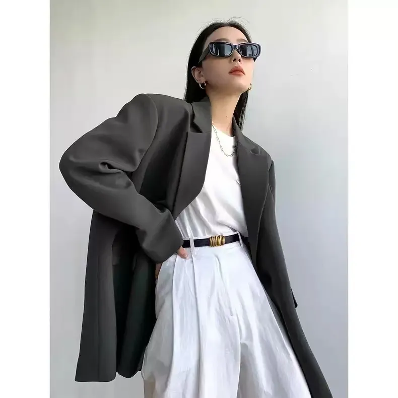 Women's Black Blazer Suit Set - Korean Style Casual Commuting Jacket & Pants - Elegant Spring/Autumn Fashion Outfit showcase 12