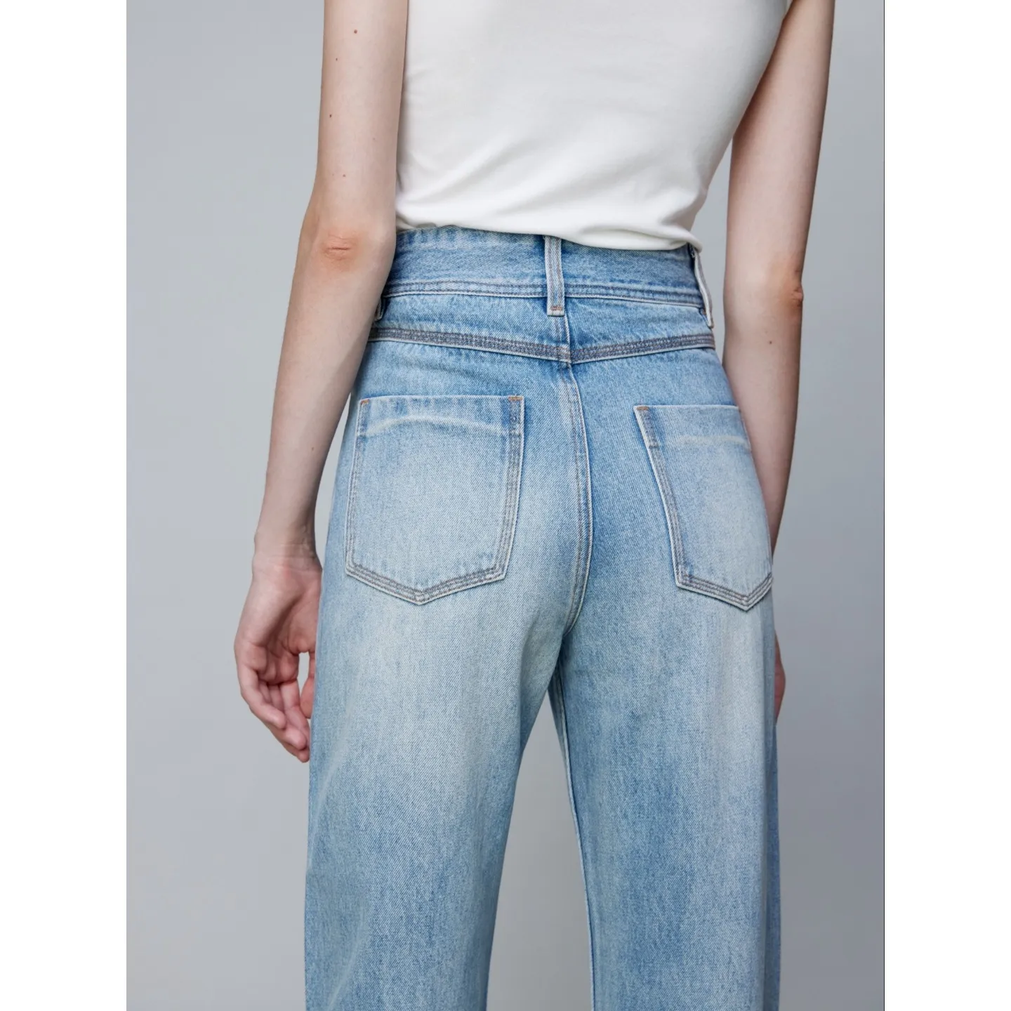 Women's High-Waisted Straight Leg Jeans - Premium Denim, Slimming Fit, Light Luxury Texture, Spring Fashion 2026 - Available in Three Colors thumbnail 4