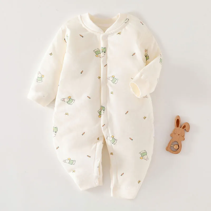 Newborn Baby Winter Cotton Padded Jacket 0-12 Months - Warm, Lightweight, Comfortable Outwear for Infants - Autumn/Spring One-Piece Jumpsuit thumbnail 6