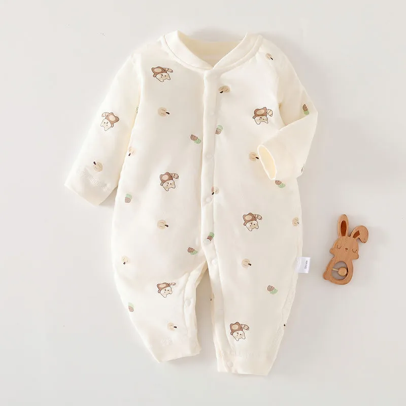 Newborn Baby Winter Cotton Padded Jacket 0-12 Months - Warm, Lightweight, Comfortable Outwear for Infants - Autumn/Spring One-Piece Jumpsuit thumbnail 5
