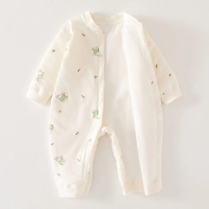 Newborn Baby Winter Cotton Padded Jacket 0-12 Months - Warm, Lightweight, Comfortable Outwear for Infants - Autumn/Spring One-Piece Jumpsuit thumbnail 4