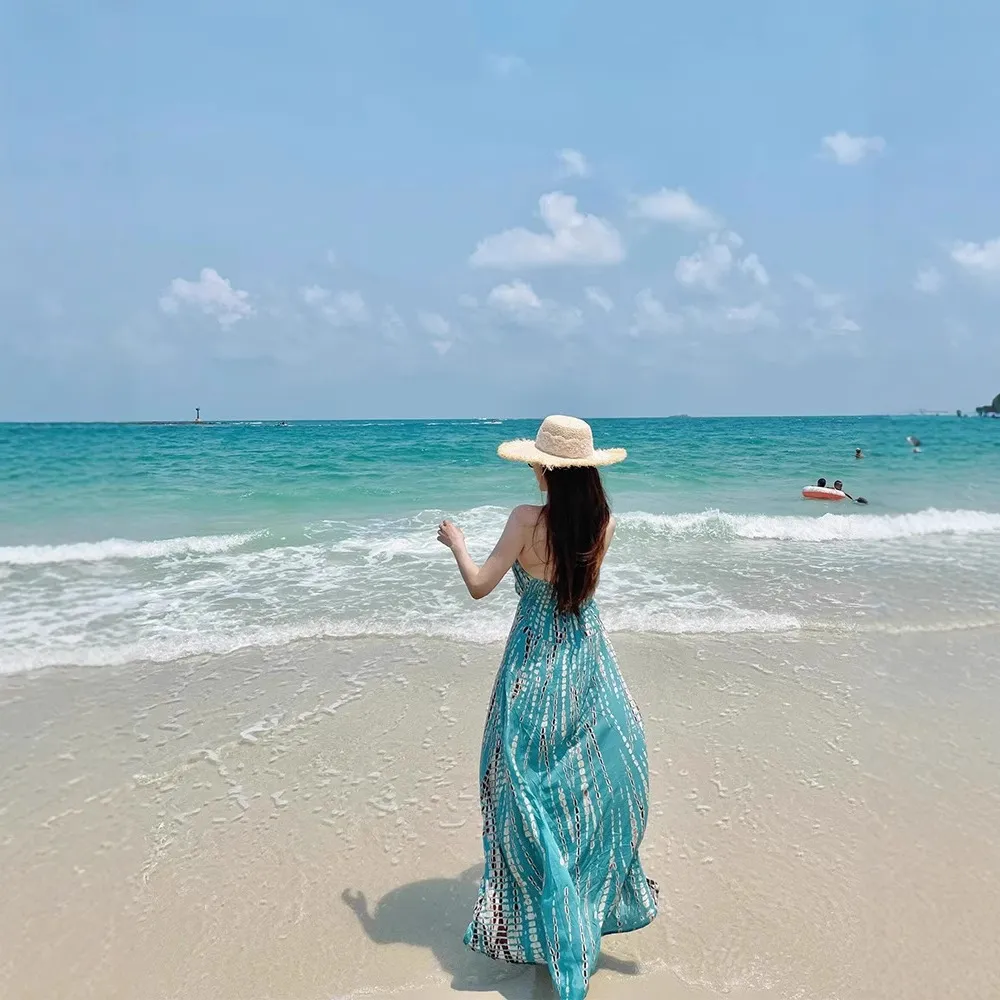 Women's Bohemian Halter Sling Dress - Retro Style Sexy Backless Seaside Holiday Dress for Women, Xishuangbanna Thailand Inspired thumbnail 4