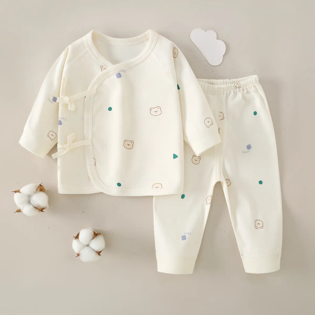 Baby Clothes Set, Pure Cotton Newborn Outfit, Unisex Long Sleeve Base Layer, Class A Quality, Autumn/Spring, Seamless Design, Infant Sleepwear, Baby Shower Gift thumbnail 1