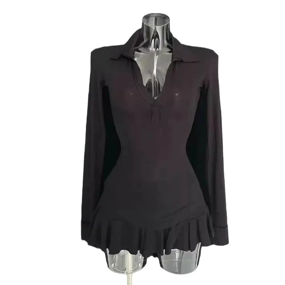 Girls' Black Dress Autumn Winter Slim Fit Hip Skirt Spring Suit - High Grade Royal Sister Style Children's Clothing thumbnail 5