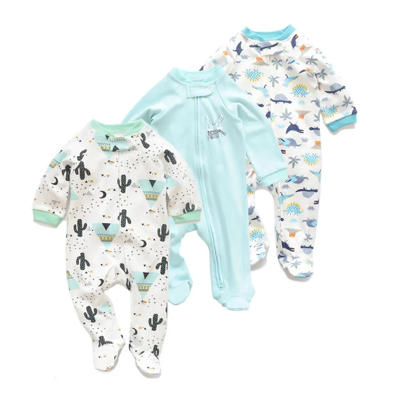 Baby Two-Way Zipper Climbing Clothes - Spring/Autumn Long Sleeve Footed Jumpsuit - Newborn Infant Sleepwear Outfit - Class A Cotton Romper thumbnail 5