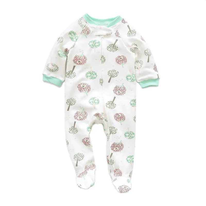Baby Two-Way Zipper Climbing Clothes - Spring/Autumn Long Sleeve Footed Jumpsuit - Newborn Infant Sleepwear Outfit - Class A Cotton Romper showcase 5