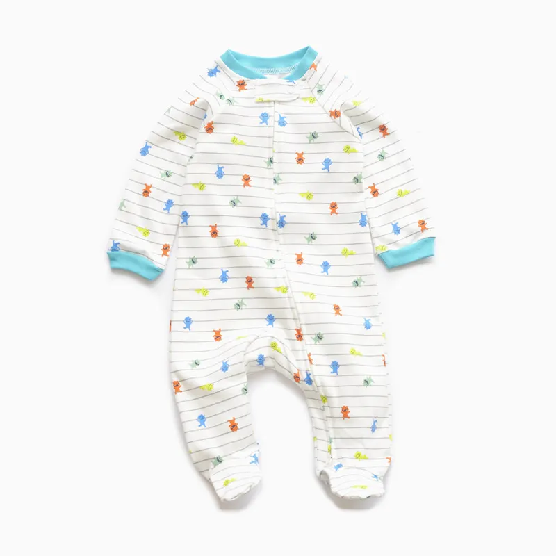 Baby Two-Way Zipper Climbing Clothes - Spring/Autumn Long Sleeve Footed Jumpsuit - Newborn Infant Sleepwear Outfit - Class A Cotton Romper showcase 3