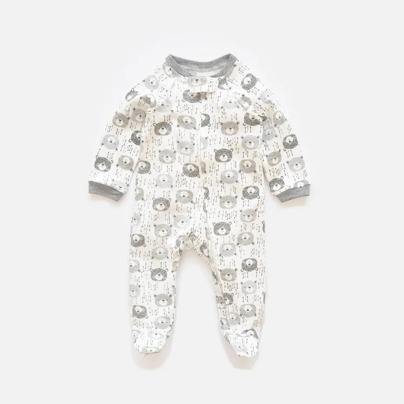 Baby Two-Way Zipper Climbing Clothes - Spring/Autumn Long Sleeve Footed Jumpsuit - Newborn Infant Sleepwear Outfit - Class A Cotton Romper showcase 8