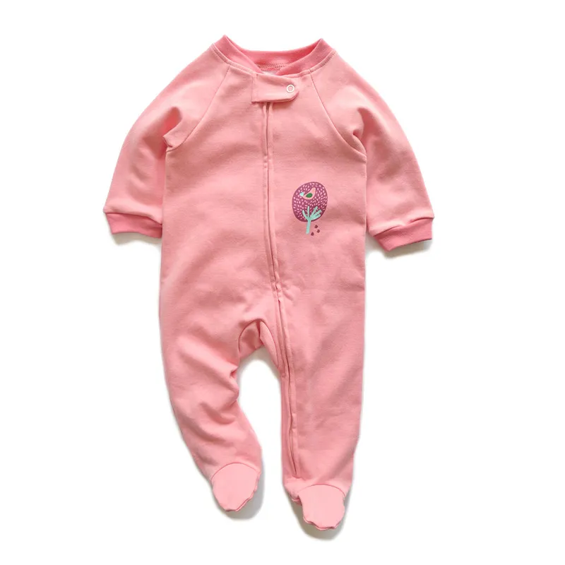 Baby Two-Way Zipper Climbing Clothes - Spring/Autumn Long Sleeve Footed Jumpsuit - Newborn Infant Sleepwear Outfit - Class A Cotton Romper showcase 7