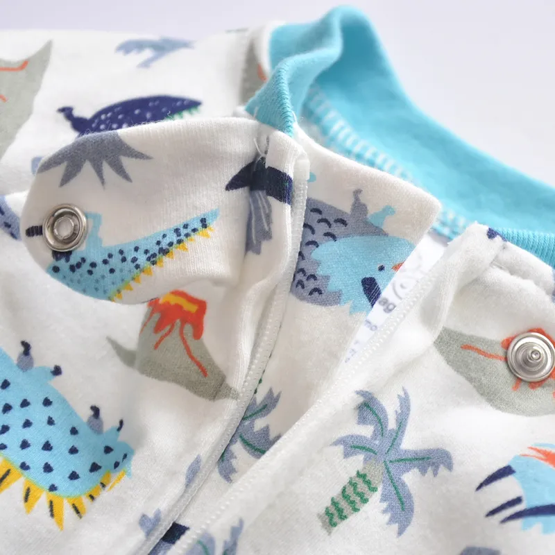 Baby Two-Way Zipper Climbing Clothes - Spring/Autumn Long Sleeve Footed Jumpsuit - Newborn Infant Sleepwear Outfit - Class A Cotton Romper thumbnail 4