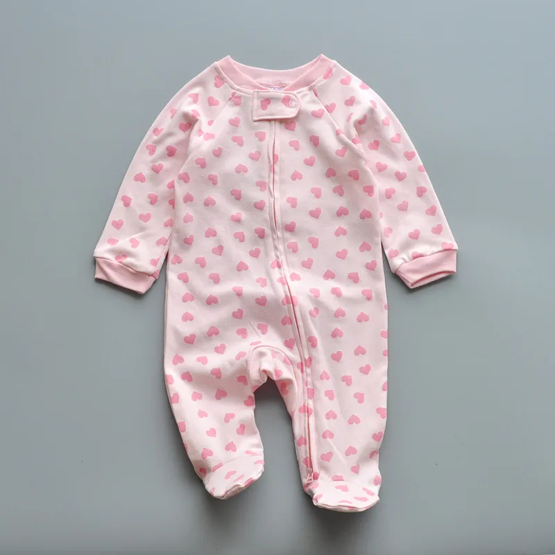 Baby Two-Way Zipper Climbing Clothes - Spring/Autumn Long Sleeve Footed Jumpsuit - Newborn Infant Sleepwear Outfit - Class A Cotton Romper showcase 2