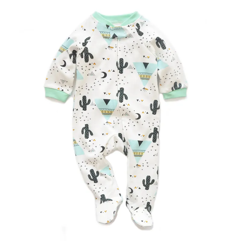 Baby Two-Way Zipper Climbing Clothes - Spring/Autumn Long Sleeve Footed Jumpsuit - Newborn Infant Sleepwear Outfit - Class A Cotton Romper showcase 6