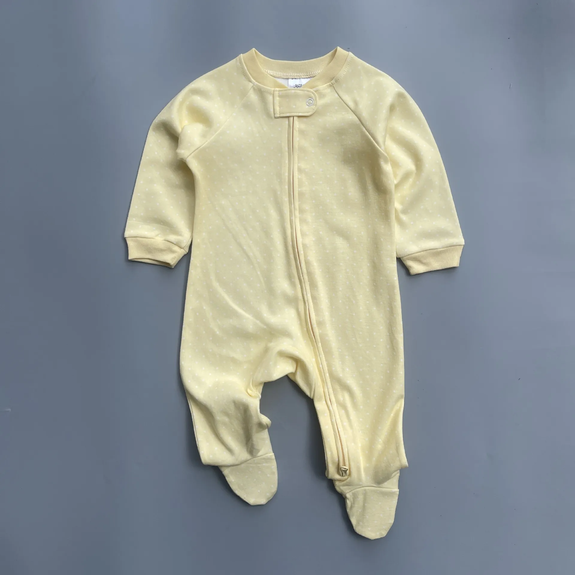 Baby Two-Way Zipper Climbing Clothes - Spring/Autumn Long Sleeve Footed Jumpsuit - Newborn Infant Sleepwear Outfit - Class A Cotton Romper thumbnail 6