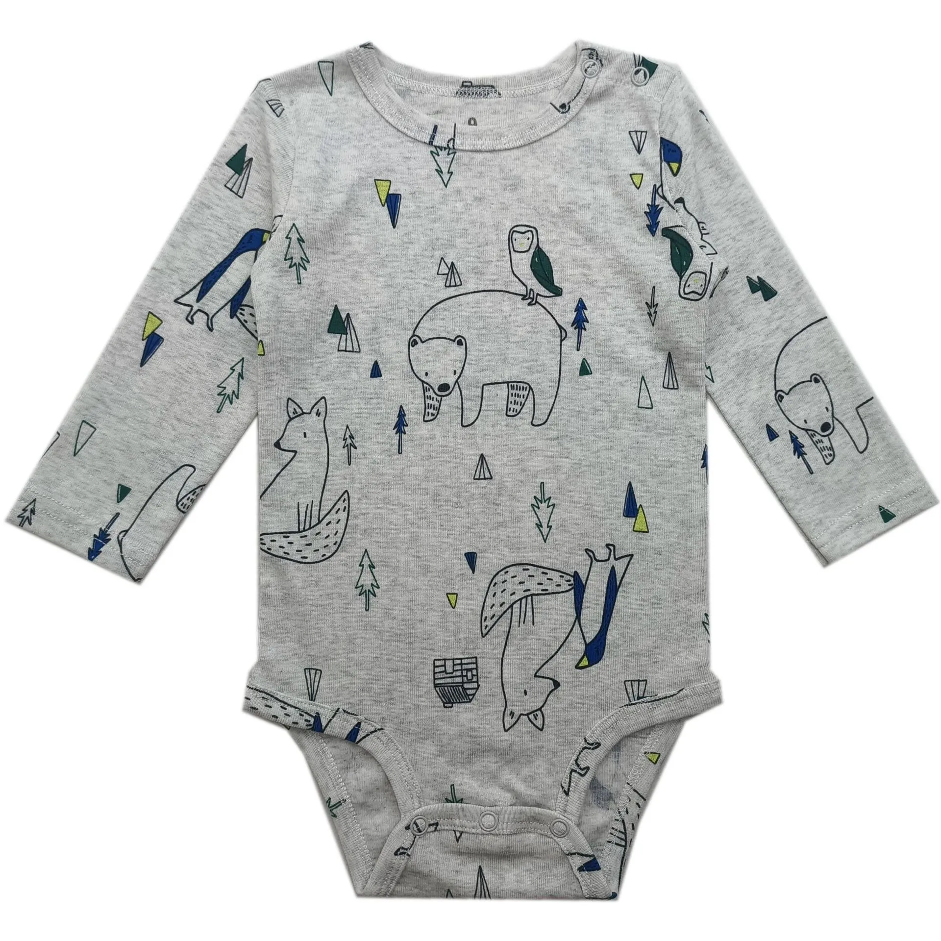 Baby Boys Girls Cotton Floral Cartoon Romper Long Sleeve Triangle Hoodie Jumpsuit Outfit Clothes Set for Infants Toddlers Kids thumbnail 7