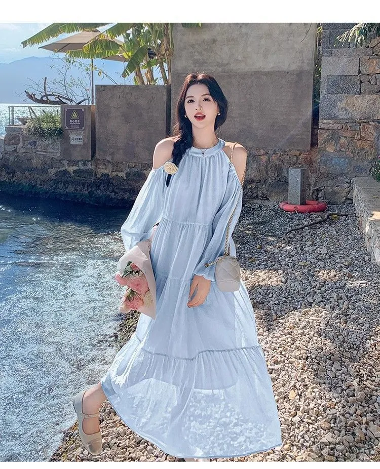 Women's Summer Beach Dress 2025 - Seaside Holiday Elegant French Style Shoulder Dress - Sweet & Gentle Vacation Outfit showcase 3