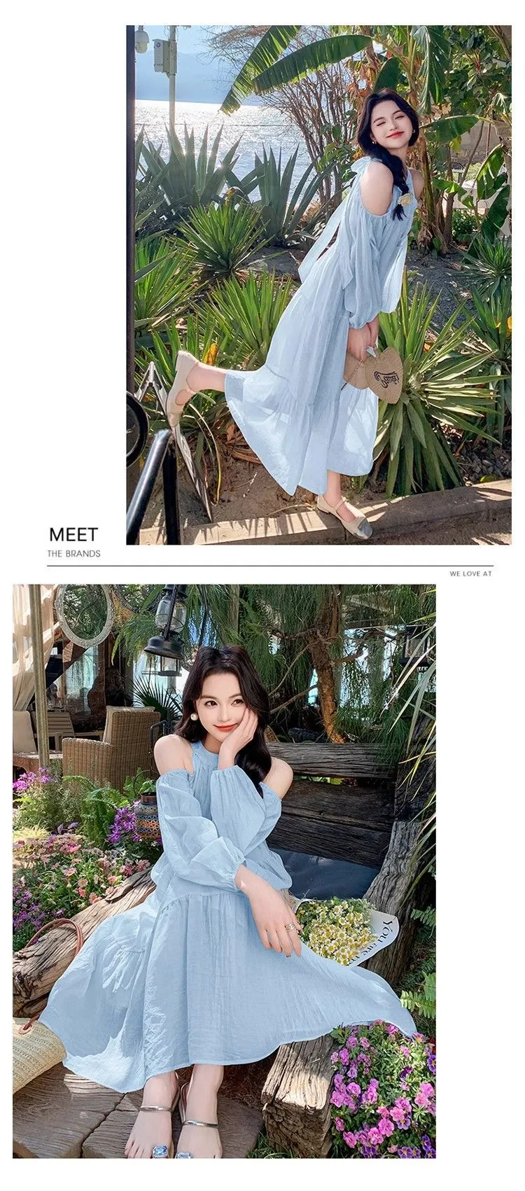 Women's Summer Beach Dress 2025 - Seaside Holiday Elegant French Style Shoulder Dress - Sweet & Gentle Vacation Outfit showcase 6