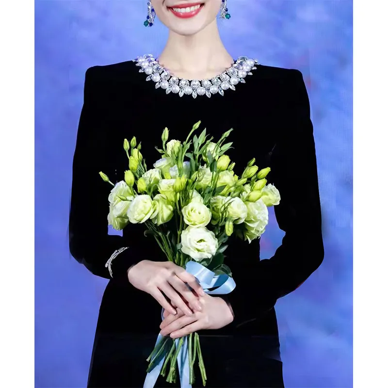 Elegant Velvet Evening Dress for Women, Long Sleeve Formal Gown, Party Banquet Maxi Dress, Ladies' Fashion thumbnail 5