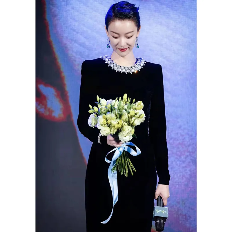 Elegant Velvet Evening Dress for Women, Long Sleeve Formal Gown, Party Banquet Maxi Dress, Ladies' Fashion showcase 2