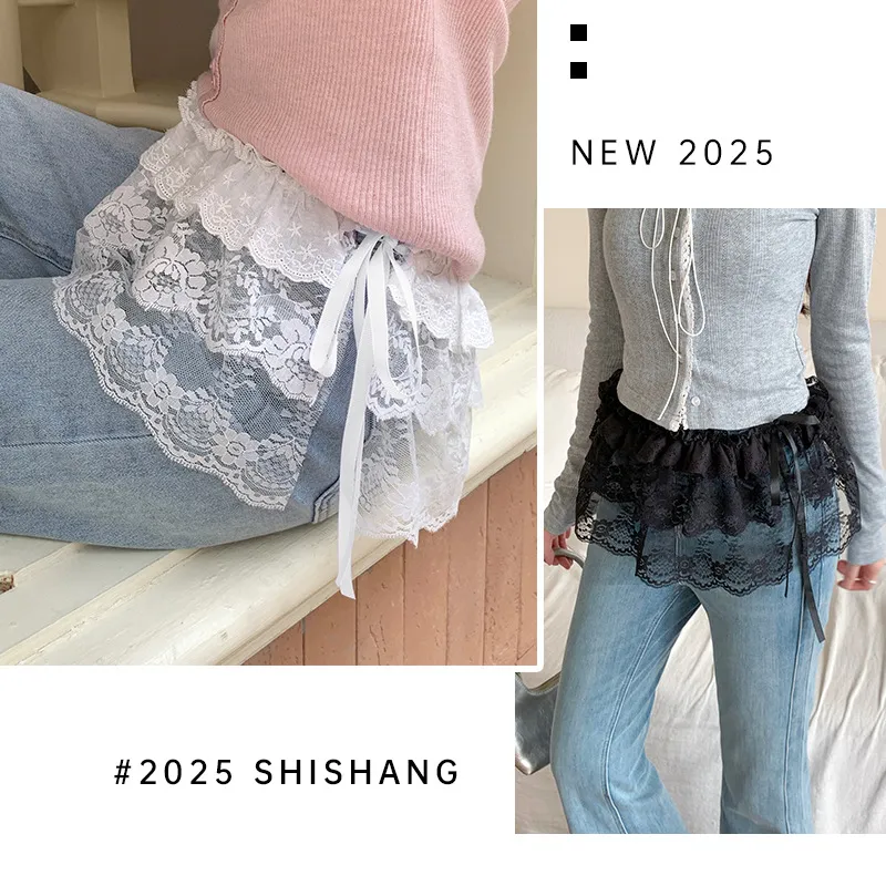 Women's Fashionable Lace Apron Skirt - Versatile Heavy-Duty Short Butt Curtain Hem, Sexy Half-Length Skirt for Stylish Women thumbnail 3